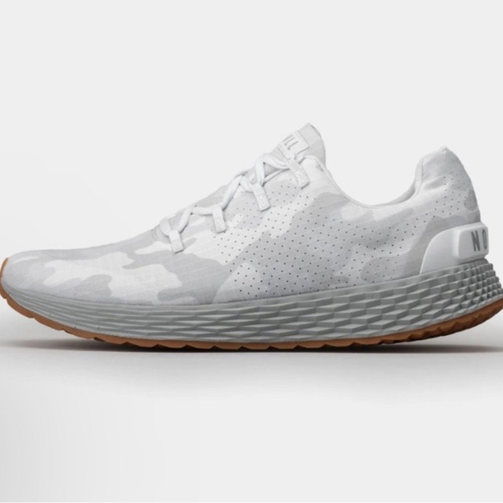 NOBULL White and Light Gray Camo Trainer Sneakers
